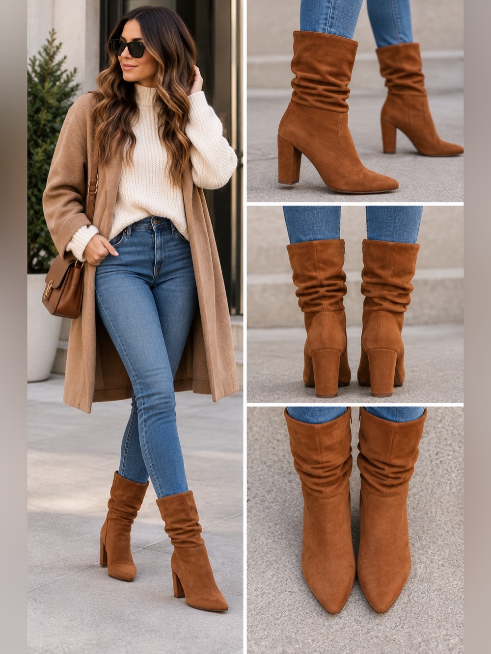 Banana Republic Women’s Slouchy Mid-Calf Boots in Cognac size 8